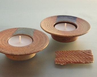 Ceramic candle holders set of 2 stoneware tea light holders handmade table decoration home decor stoneware woodfired