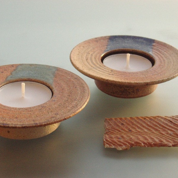 Ceramic candle holders set of 2 stoneware tea light holders handmade table decoration home decor stoneware woodfired