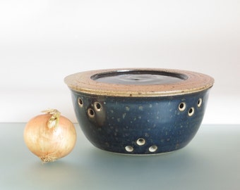 Conserve d'ail Pot de conservation d'oignons à l'ail avec couvercle boîte de rangement d'ail en céramique gadget de cuisine en céramique récipient en grès fait main