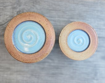 Pottery bowl with lid turquoise ceramic lidded jars nesting set of two container ceramic storage set of two bowls food storage