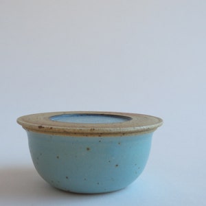 Salt cellar ceramic jar with lid container with lid stoneware pottery cellar for salt pepper herbs spices turquoise color image 4
