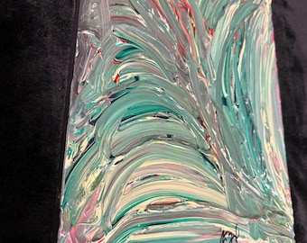 Textured Clay and Acrylic Painting 11x14 – Abstract Floral Wood Art