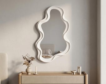 Asymmetrical Wall Mirror, Irregular Decorative Mirror, Wavy Cloud Shape Mirror, Unique Mirror Wall Décor, Modern Bedroom Wall Mirror