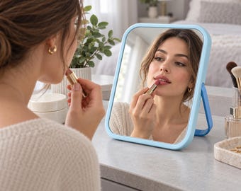 Compact Vanity Mirror for Makeup, Small Tabletop Cosmetic Mirror, 6.7 Inch Desk Mirror for Bathroom and Dressing Table