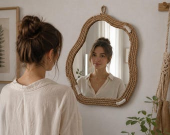 Asymmetrical Handmade Mirror, Decorative Wall Mirror, Irregular Modern Vanity Mirror, Unique Bedroom Décor, Living Room Wall Mirror