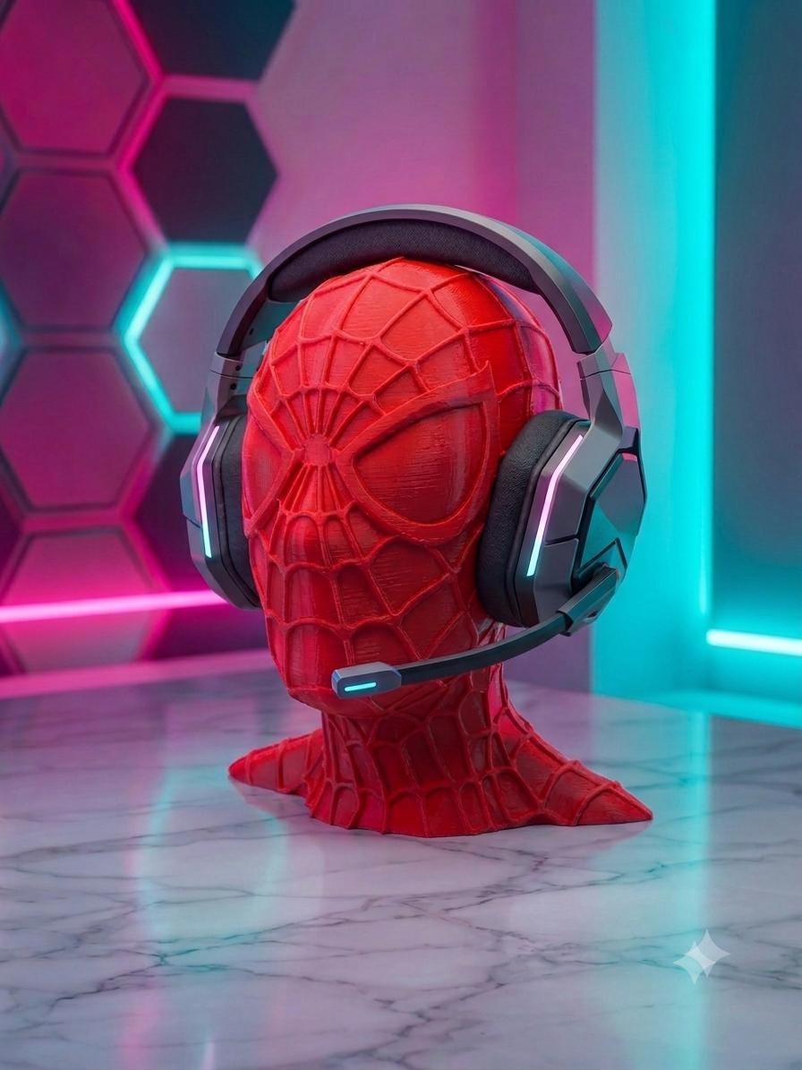 Listing photo: Headphone Stand – 3D Printed Gaming Desk Decor Bust