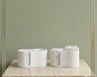 Modern Ribbed Qtip Cotton Pad Dispenser Set, Minimalist Bathroom Vanity Storage Canisters