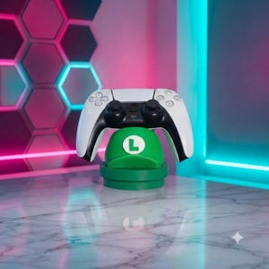 Retro Bros Cap Controller Holder, Mario Luigi Gaming Desk Stand, 3D Printed PLA Organizer