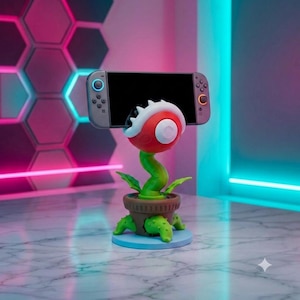 Carnivorous Plant Switch Stand | Retro Gaming Console Holder, 3D Printed Desk Decor