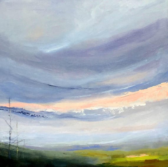 Countryside Fall Skyscape Original Acrylic Painting Rustic Etsy