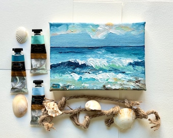 Original acrylic abstract crashing waves artwork, soothing for your soul ocean painting on canvas, for the nursery, peaceful art.