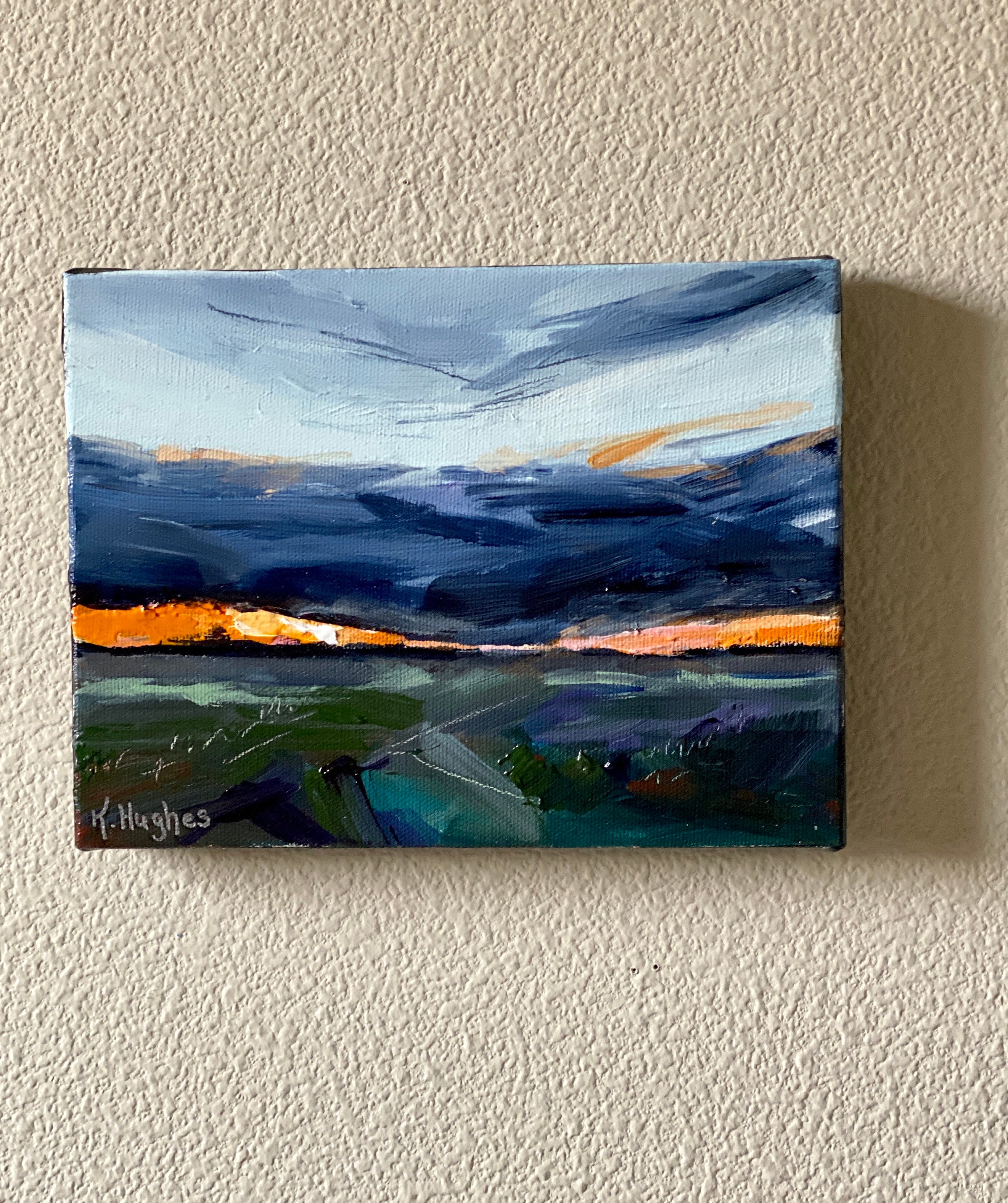 Original Landscape Sky Painting, Storm Cloud Painting, Sunset Acrylic ...