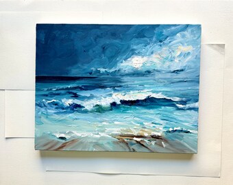 Abstract stormy seascape wall art crashing waves wall decor stormy skyscape painting enter way wall decor