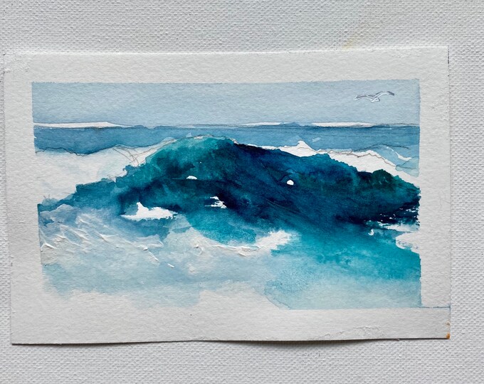 Original Beach Mixed Media Ocean Art Calming Art for Nursery Etsy