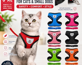 Escape Proof Cat & Small Dog Harness with Leash