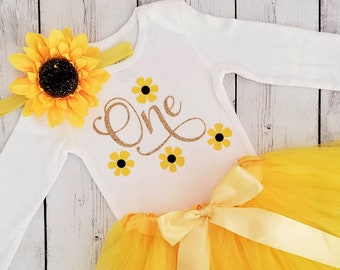 Sunflower 1st Birthday Tutu Outfit, Your are My Sunshine Party Ages 1, 2, 3, 4, 5