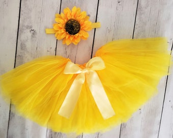 Sunflower Tutu Baby Toddler Girls, Sunflower Headband, My Sunshine Birthday