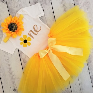Little Sunflower Tutu Outfit, My Sunshine 1st Birthday Baby Girl Outfit, First
