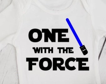 Baby Boy 1st Birthday One with the Force shirt