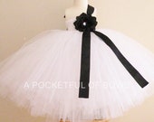 White Flower Girl Dress, One Shoulder Toddler Formal Gown, Long Tulle Dress