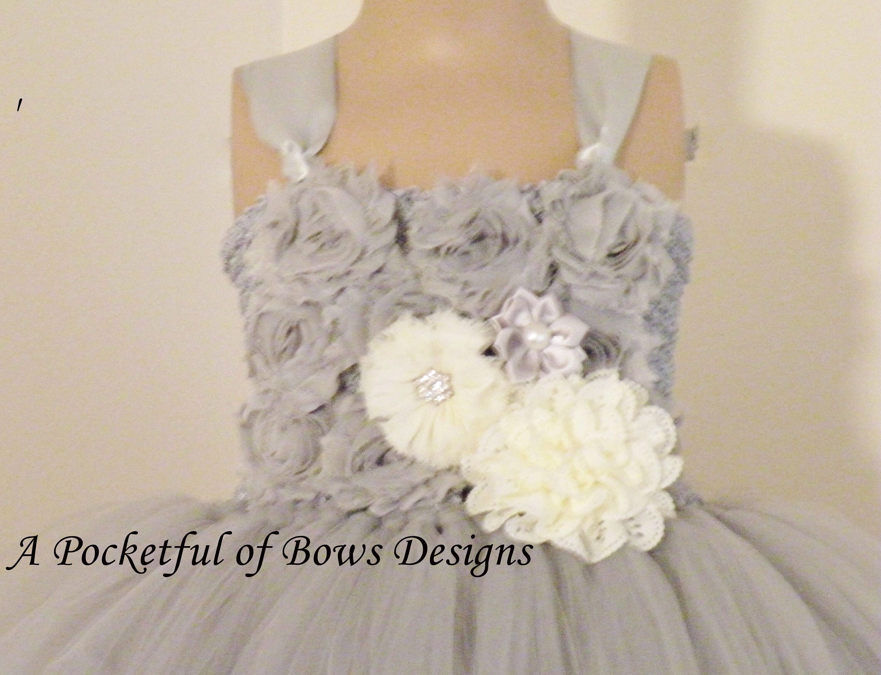 grey silver flower girl dresses