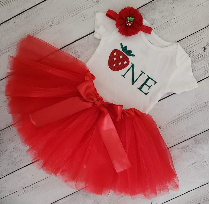 Strawberry 1st Birthday Baby Girl Tutu Outfit Red Etsy
