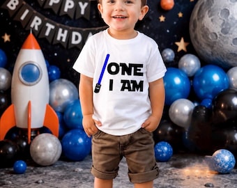 Baby Boy 1st Birthday One I am with Sword Bodysuit