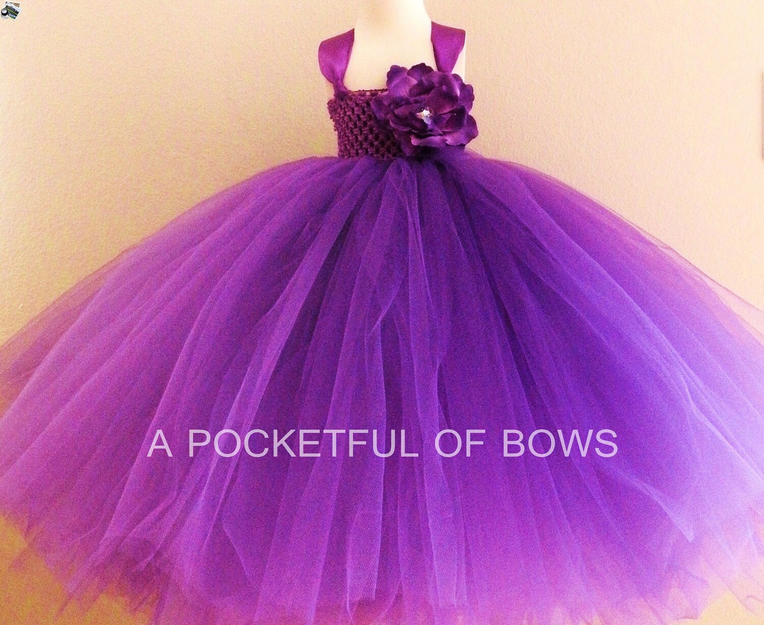 Purple Flower Girl Tutu Dress Toddler Formal Dress Long Etsy