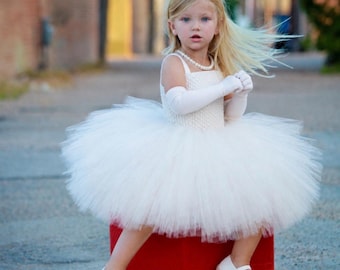 White Tutu Dress, Flower Girl, Birthday Outfit