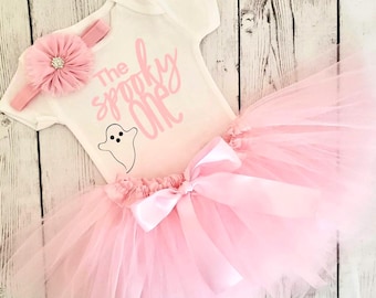 Spooky One 1st Birthday Tutu Outfit Ghost Baby Girls Pink and Purple, Girls