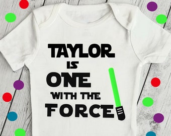 Baby Boy 1st Birthday One with the Force shirt Personalized with Name