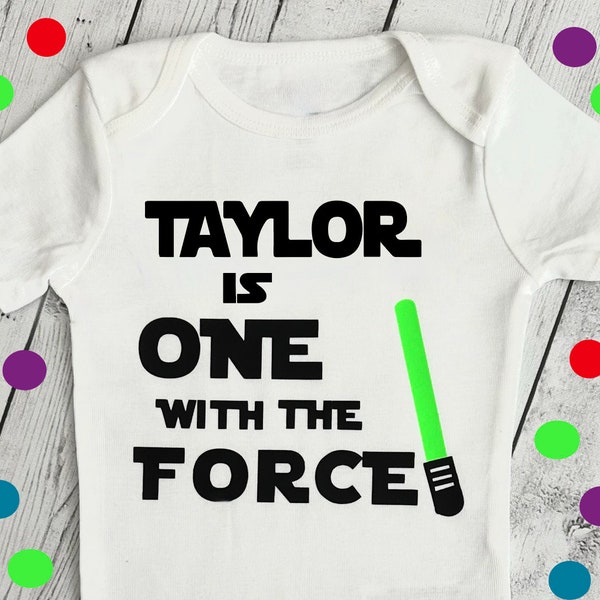Baby Boy 1st Birthday One with the Force shirt Personalized with Name