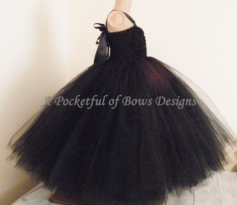 Black Flower Girl Dress Black Tulle Dress Girls Black Formal | Etsy