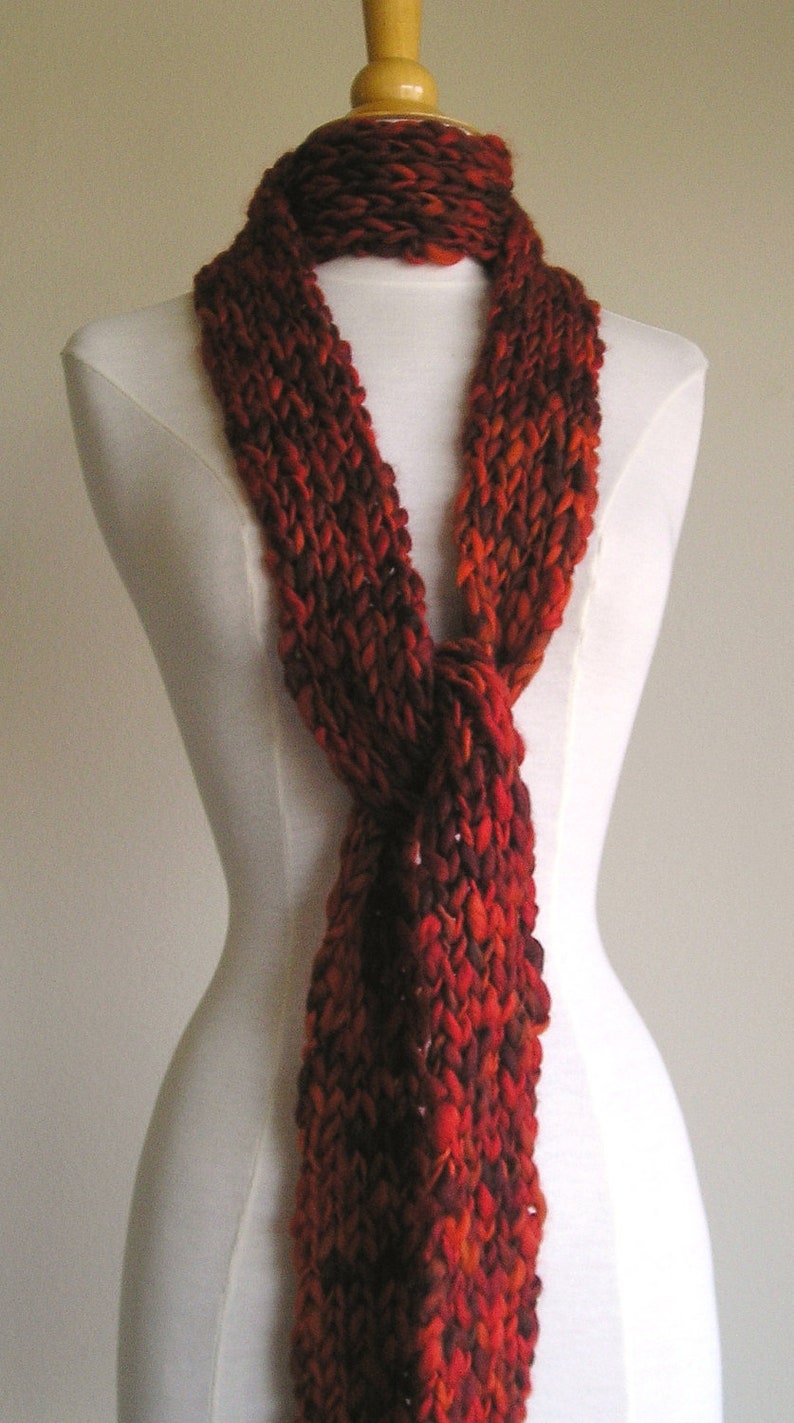 Clarissa Scarf Chunky Wool Long Skinny Scarf Reds image 2