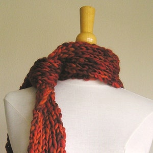 Clarissa Scarf Chunky Wool Long Skinny Scarf Reds image 4