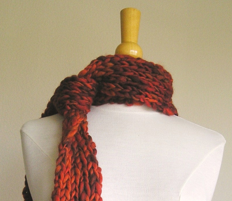 Clarissa Scarf Chunky Wool Long Skinny Scarf Reds image 4