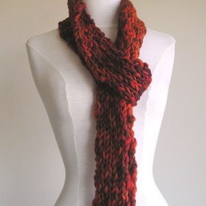 Clarissa Scarf Chunky Wool Long Skinny Scarf Reds image 1