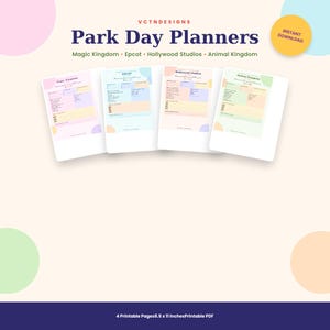 Disney World Park-Tagesplaner-Paket zum Ausdrucken: Magic Kingdom, Epcot, Hollywood Studios, Animal Kingdom – Reiseplan (Digitaler Download)