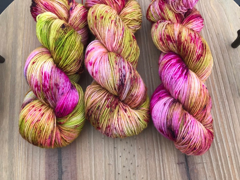Garden Party OOAK Hand Dyed Yarn indie dyed yarn pink image 1