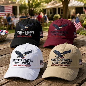 250 Years of Freedom Vintage Style Baseball Cap Featuring Embroidered Eagle Gift for Patriots and Veterans