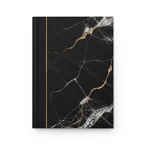 Black Marble with Gold Veins Hardcover Journal | Matte Notebook