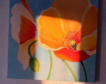 Poppy Bloom | Oryginalny akrylowy obraz kwiatowy