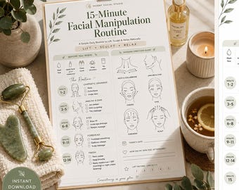15-Minute Facial Massage Routine | Lymphatic Drainage Printable (Digital Download)