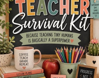 Teacher Survival Kit Printable | Teacher Gift | Back to School Printable | Teacher Appreciation | Classroom Planner | First Year Teacher