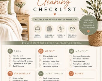 Bathroom Cleaning Checklist Printable | Bathroom Cleaning Planner | Cleaning Schedule & Habit Tracker | Home Cleaning Organizer | Printable