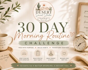 30 Day Morning Routine Challenge Printable | Morning Habit Tracker PDF | Daily Routine Planner | Wellness Planner | Self Care Checklist |