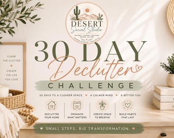 30 Day Declutter Challenge Printable | Home Organization Planner | Decluttering Checklist | Cleaning Challenge | Goals & Savings Tracker PDF