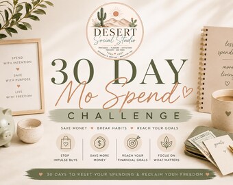 30 Day No Spend Challenge Printable Bundle | Money Saving Tracker | Savings Planner PDF | No Buy Challenge | Budget Planner | 4 Pages