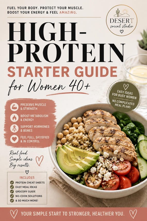 High Protein Guide for Women Over 40 | Protein Meal Ideas & Cheat Sheet | Healthy Eating Guide | 100g Protein Digital Download