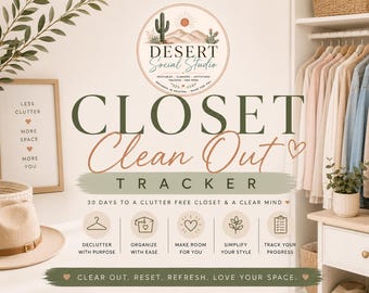 Closet Clean Out Tracker Printable | Decluttering Checklist & Closet Organization Planner | Wardrobe Cleanse Checklist | Digital PDF